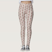 Niedliches rosa und cremefarbenes Kakao-Muster Leggings (Vorderseite)