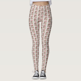 Niedliches rosa und cremefarbenes Kakao-Muster Leggings