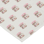 Niedliches rosa und cremefarbenes Kakao-Muster Tischdecke (Schrägansicht)