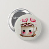 Niedliches Rosa und cremefarbenes Wasser - Kakao T Button (Vorne & Hinten)