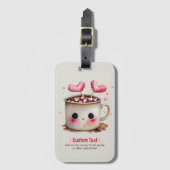 Niedliches Rosa und cremefarbenes Wasser - Kakao T Gepäckanhänger (Vorderseite Vertikal)