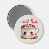 Niedliches Rosa und cremefarbenes Wasser - Kakao T Magnet (Vorderseite/Rückseite)