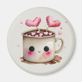 Niedliches Rosa und cremefarbenes Wasser - Kakao T Magnet