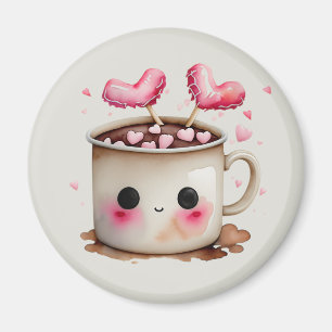 Niedliches Rosa und cremefarbenes Wasser - Kakao T Magnet