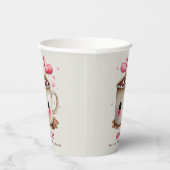 Niedliches Rosa und cremefarbenes Wasser - Kakao T Pappbecher (Rechts)