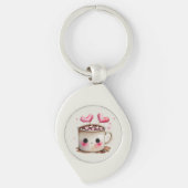 Niedliches Rosa und cremefarbenes Wasser - Kakao T Schlüsselanhänger (Vorderseite)