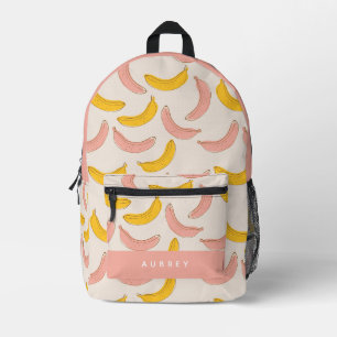 Niedliches rosa und gelbes Bananenmuster Bedruckter Rucksack