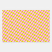 Niedliches rosa und gelbes Kariertes Muster Geschenkpapier Set (Vorderseite 3)