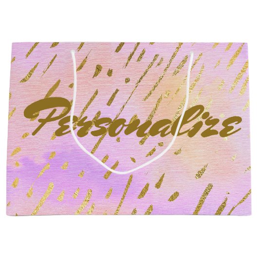 Niedliches Rosa und Gold Große Geschenktüte (Vorderseite)