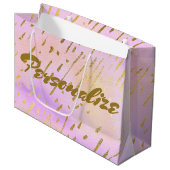 Niedliches Rosa und Gold Große Geschenktüte (Vorderseite Schrägansicht)
