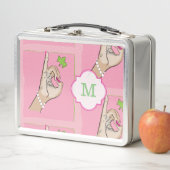 Niedliches rosa und grün metall brotdose (Beispiel)