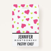 Niedliches rosa und grünes Herz-Kreislauf-Muster Ausweis (Vorderseite)