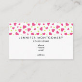 Niedliches rosa und grünes Herz-Kreislauf-Muster Visitenkarte (Rückseite)