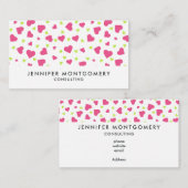 Niedliches rosa und grünes Herz-Kreislauf-Muster Visitenkarte (Vorne/Hinten)