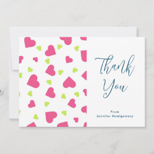 Niedliches rosa und grünes Herz-Muster Vielen Dank Dankeskarte