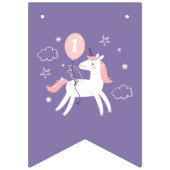 Niedliches Rosa und Lila Einhorn Happy Birthday Wimpelkette (Erste Fahne)