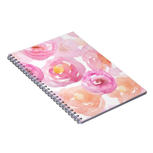 Niedliches Rosa- und Orange-Blume-Notebook Notizblock (Rechte Seite)
