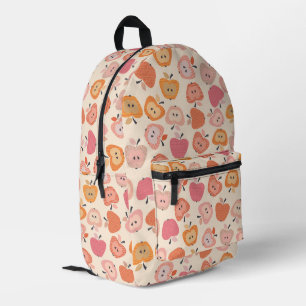 Niedliches rosa und orangefarbenes Apfelmuster Bedruckter Rucksack
