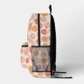 Niedliches rosa und orangefarbenes Apfelmuster Bedruckter Rucksack (Rechts)