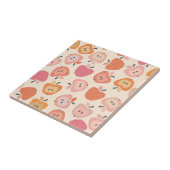 Niedliches rosa und orangefarbenes Apfelmuster Fliese (Seite)