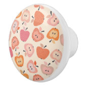 Niedliches rosa und orangefarbenes Apfelmuster Keramikknauf (Rechts)