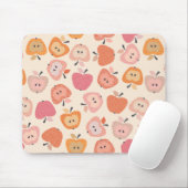 Niedliches rosa und orangefarbenes Apfelmuster Mousepad (Mit Mouse)
