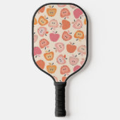 Niedliches rosa und orangefarbenes Apfelmuster Pickleball Schläger (Vorderseite)