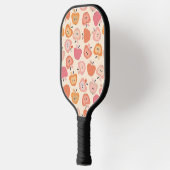 Niedliches rosa und orangefarbenes Apfelmuster Pickleball Schläger (Links)