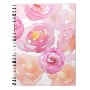 Niedliches Rosa- und Orangefarbenes Blume-Notebook Notizblock