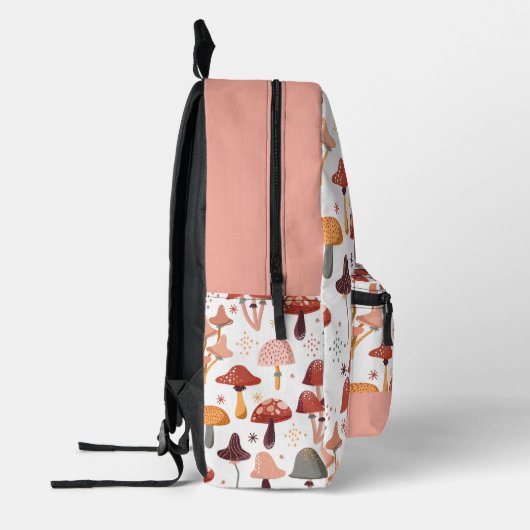 Niedliches Rosa- und Rot-Pilzmuster Bedruckter Rucksack (Links)