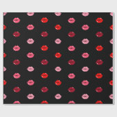 niedliches rosa und rote Lippen Geschenkpapier (Flach)