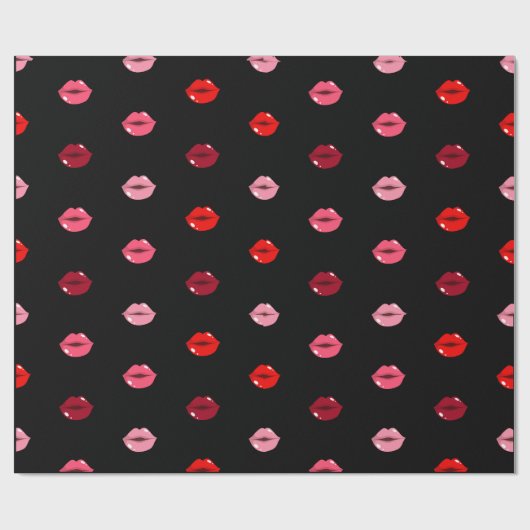 niedliches rosa und rote Lippen Geschenkpapier (Flach)