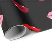 niedliches rosa und rote Lippen Geschenkpapier (Rolleneckpunkt)