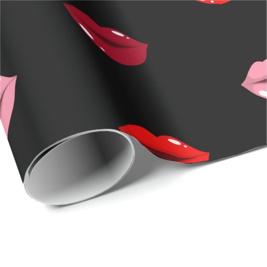 niedliches rosa und rote Lippen Geschenkpapier (Rolleneckpunkt)