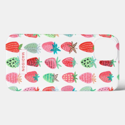 niedliches rosa und rotes Erdbeermuster Sommerfrüc Case-Mate iPhone Hülle (Rückseite (Horizontal))