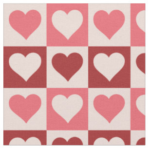 Niedliches rosa und rotes kariertes Herzmuster Stoff