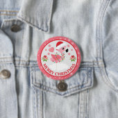 Niedliches Rosa und rotes Weihnachtsfest Flamingo Button (Beispiel)