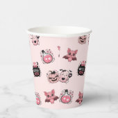 Niedliches Rosa- und Schwarz-Geister-Halloween-Par Pappbecher (Rechts)