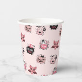 Niedliches Rosa- und Schwarz-Geister-Halloween-Par Pappbecher (Vorderseite)