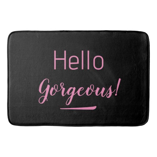 Niedliches Rosa und Schwarz Hallo wunderschönes Zi Badematte (Vorderseite)