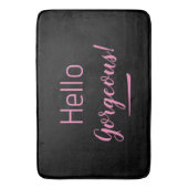 Niedliches Rosa und Schwarz Hallo wunderschönes Zi Badematte (Vorderseite Vertikal)