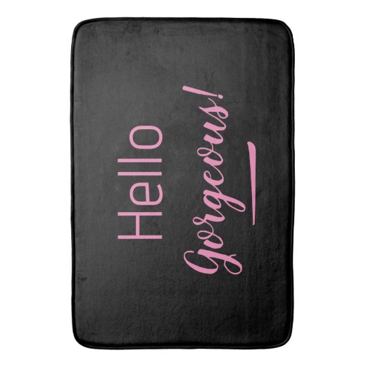 Niedliches Rosa und Schwarz Hallo wunderschönes Zi Badematte (Vorderseite Vertikal)
