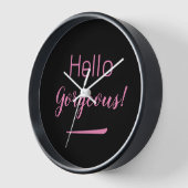 Niedliches Rosa und Schwarz Hallo wunderschönes Zi Uhr (Winkel)