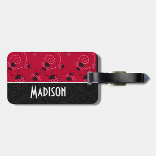 Niedliches Rosa und Schwarze Ladybug Gepäckanhänger