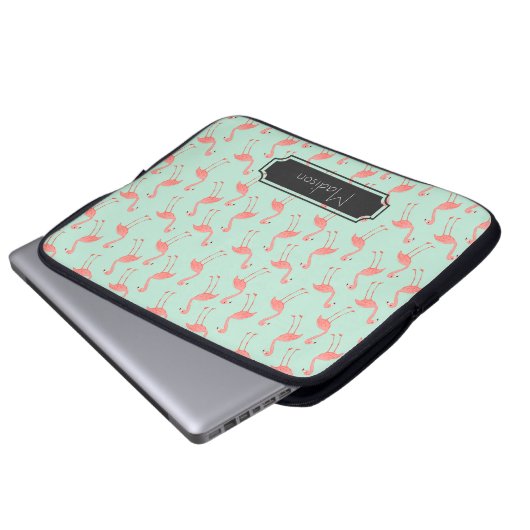 Niedliches rosa und tadelloses Flamingo-Muster | Laptopschutzhülle (Vorne Knopf)