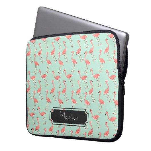 Niedliches rosa und tadelloses Flamingo-Muster | Laptopschutzhülle (Vorderseite Links)