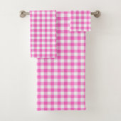 Niedliches Rosa und Weiß Gingham Kariert Badhandtuch Set (Insitu)