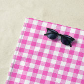 Niedliches Rosa und Weiß Gingham Karierter Karo Strandtuch (Beispiel)