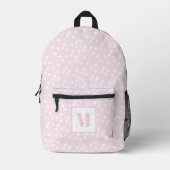 Niedliches Rosa und Weiß Punkte Mit Monogramm Kind Bedruckter Rucksack (Vorderseite)