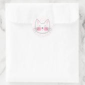 Niedliches Rosa und Weiße Japanische Kitekatze Runder Aufkleber (Tasche)